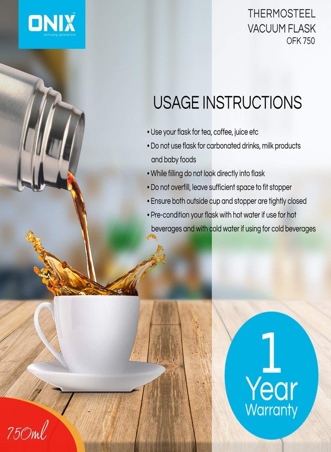 ONIX enthusing generations OFK-750 Stainless Steel Vacuum Bullet Flask (750 ml, Silver) - Image 3